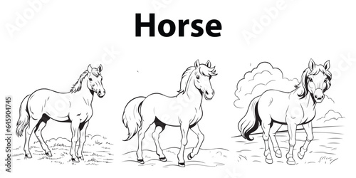 Running Horse Coloring Page Collection For Kids