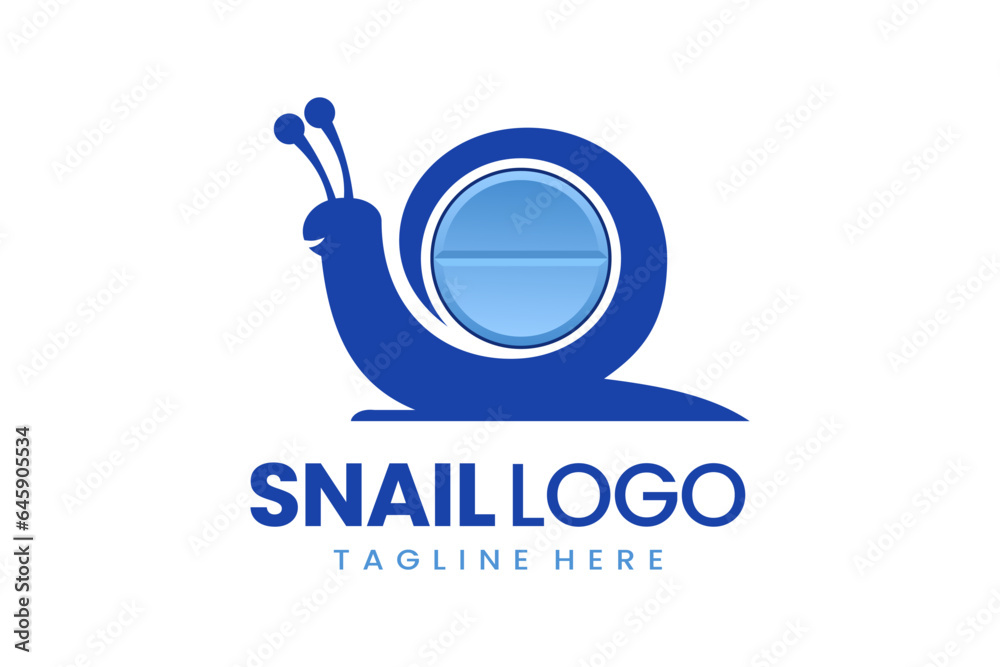 Flat modern simple logo snail medicine logo template icon symbol vector design illustration