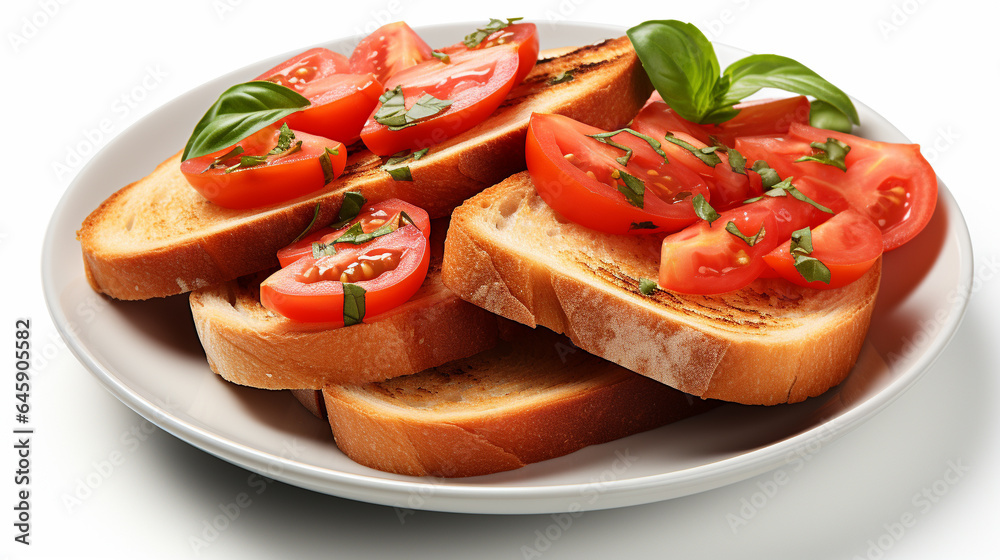 bruschetta with tomatoes and basil UHD wallpaper Stock Photographic Image