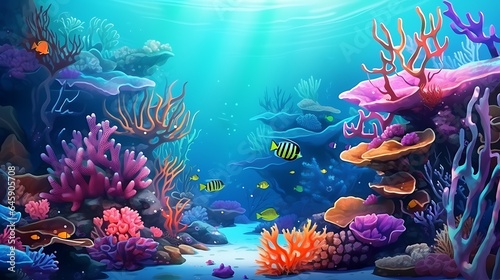 beautiful seabed background. Beauty coral reefs and fish, AI generative photo