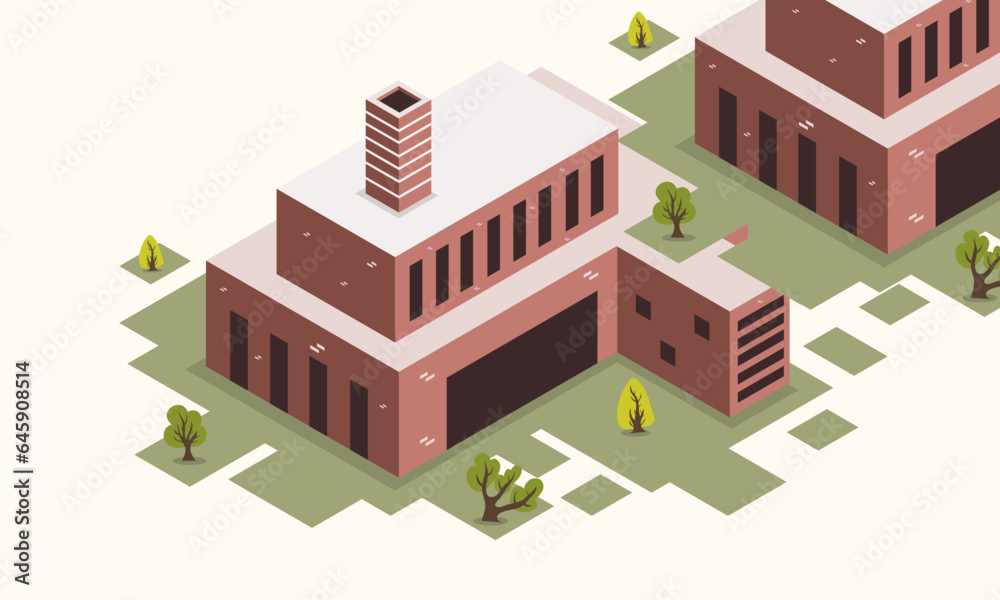 Vector buildings with isometric style design vector