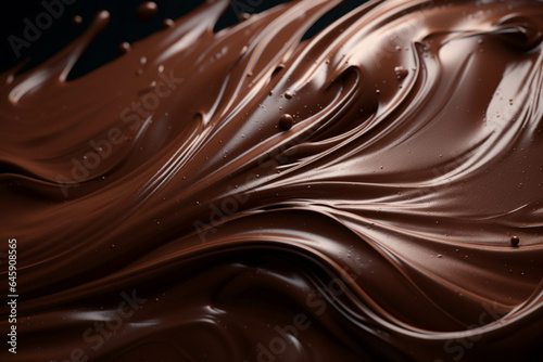 whipped chocolate. Chocolate splash on dark background.