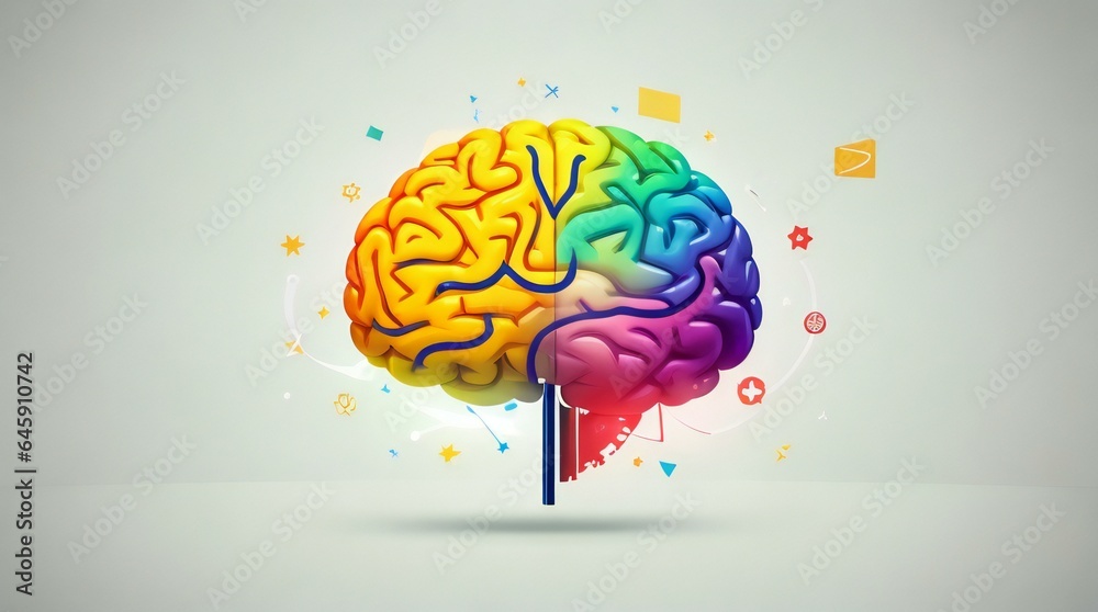 The colorful brain logo bursts with vibrant hues, symbolizing the spectrum of human thought and creativity. Generative AI The colorful brain logo bursts with vibrant hues, symbolizing the spectrum of human thought and creativity. Generative AI