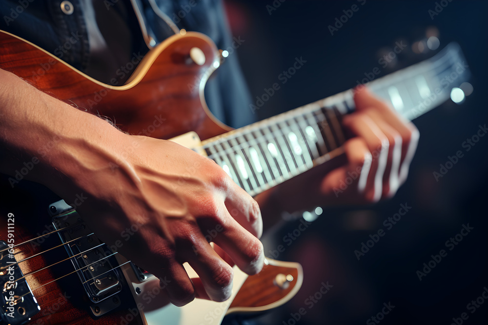 Fototapeta premium close up of man playing guitar
