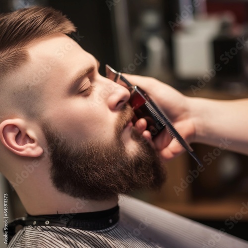 A man in a barbershop. Close-up
