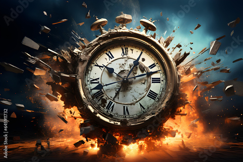 clock disintegrating, time concept