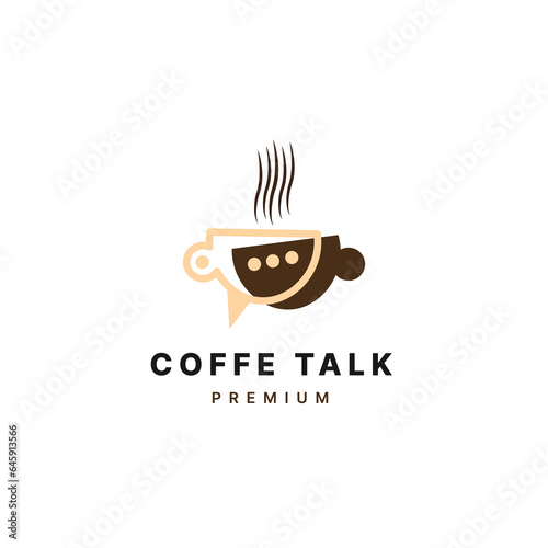 Coffee talk logo vector with talk icon