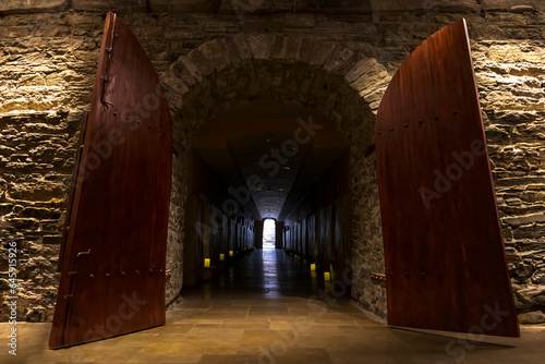 Photos The large wooden doorway into the catacombs at St