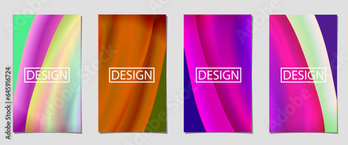 set of abstract background with  vertical curved line gradient color, colorful background for poster flyer banner backdrop. vertical banner. elegant smooth silk cover with abstract round line.