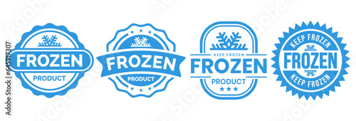 Frozen product vector food package label. Fresh frozen product, snowflake icon