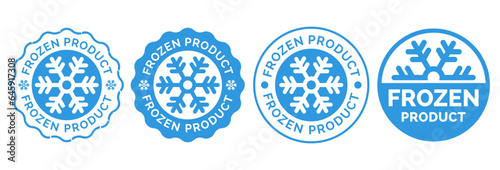 Frozen product vector food package label. Fresh frozen product, snowflake icon