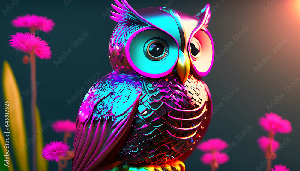Naklejka premium Vibrant color owl illustration