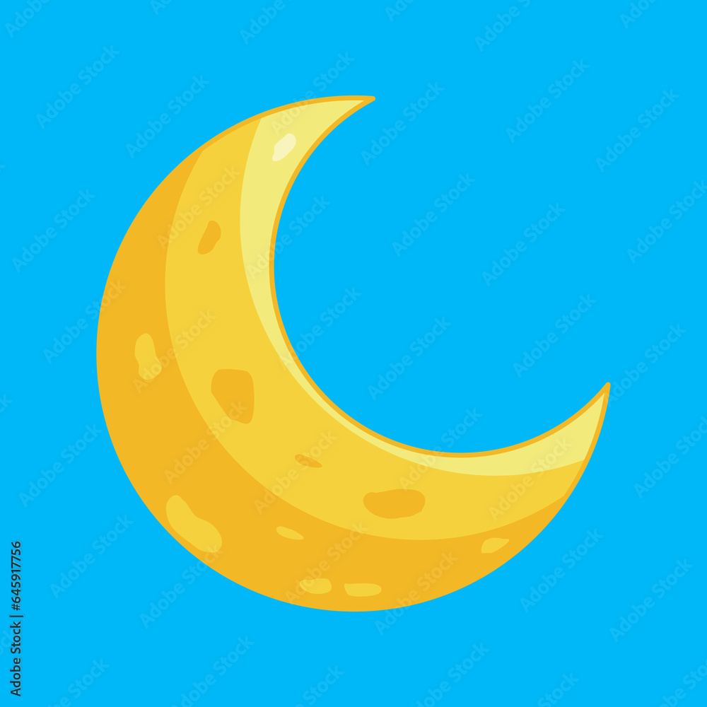 Moon in flat design style. Vector illustration over the sky