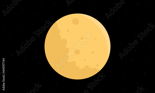 Moon in flat design style. Vector illustration over the sky