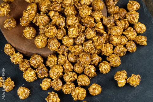 delicious sweet popcorn with lots of caramel photo