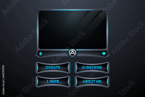 Set of modern design elements for overlay game streaming screen panel. Game frame for streamers and online video.