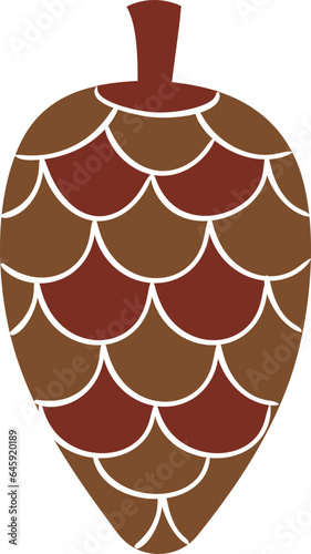 Christmas Pine Cone Flat Illustration