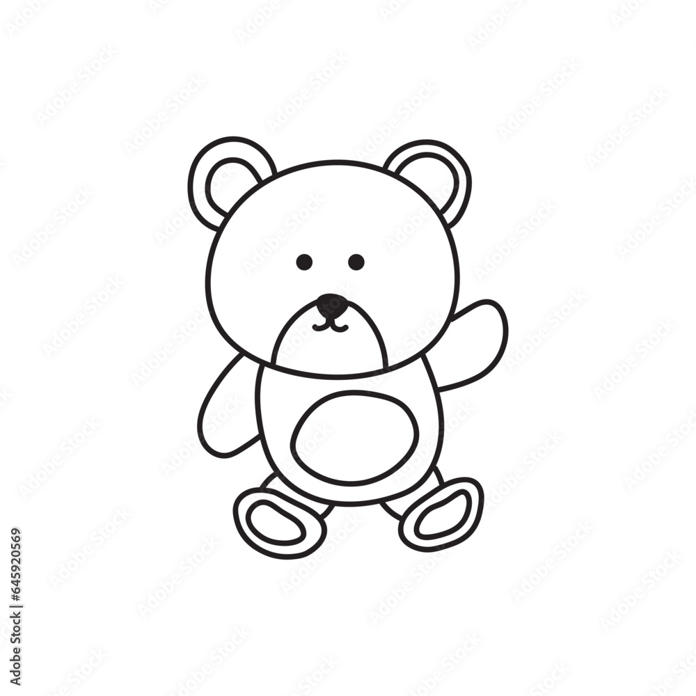 Hand drawn Kids drawing Cartoon Vector illustration baby bear icon Isolated on White Background Hand drawn Kids drawing Cartoon Vector illustration baby bear icon Isolated on White Background