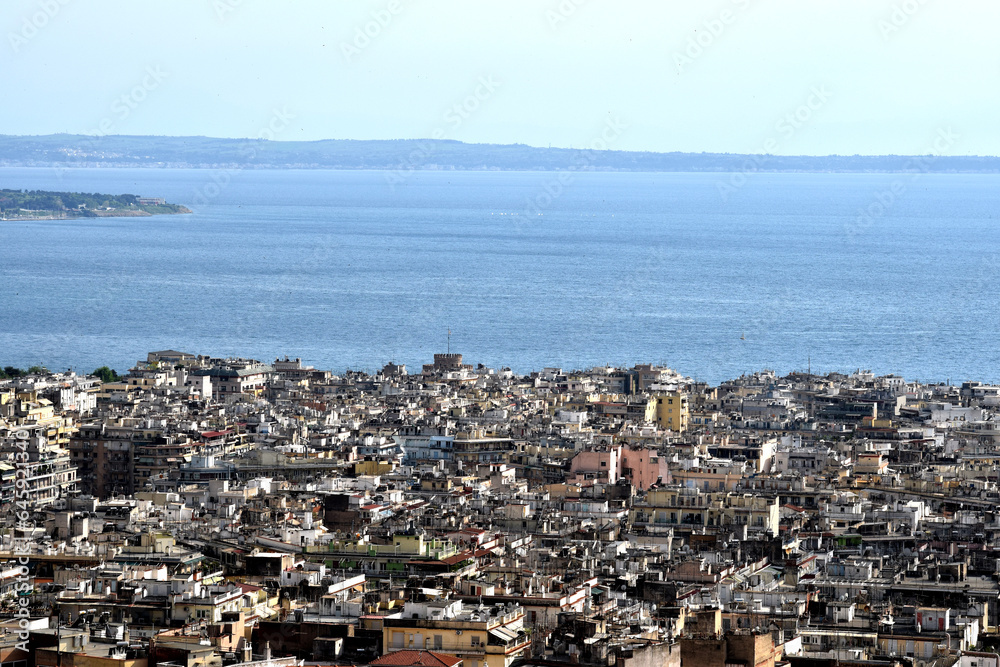 view of the city from the sea,view of thessaloniki, greece