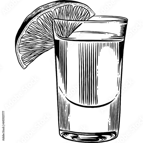 Tequila Shot Cocktail Drink Hand drawn Sketch Illustration