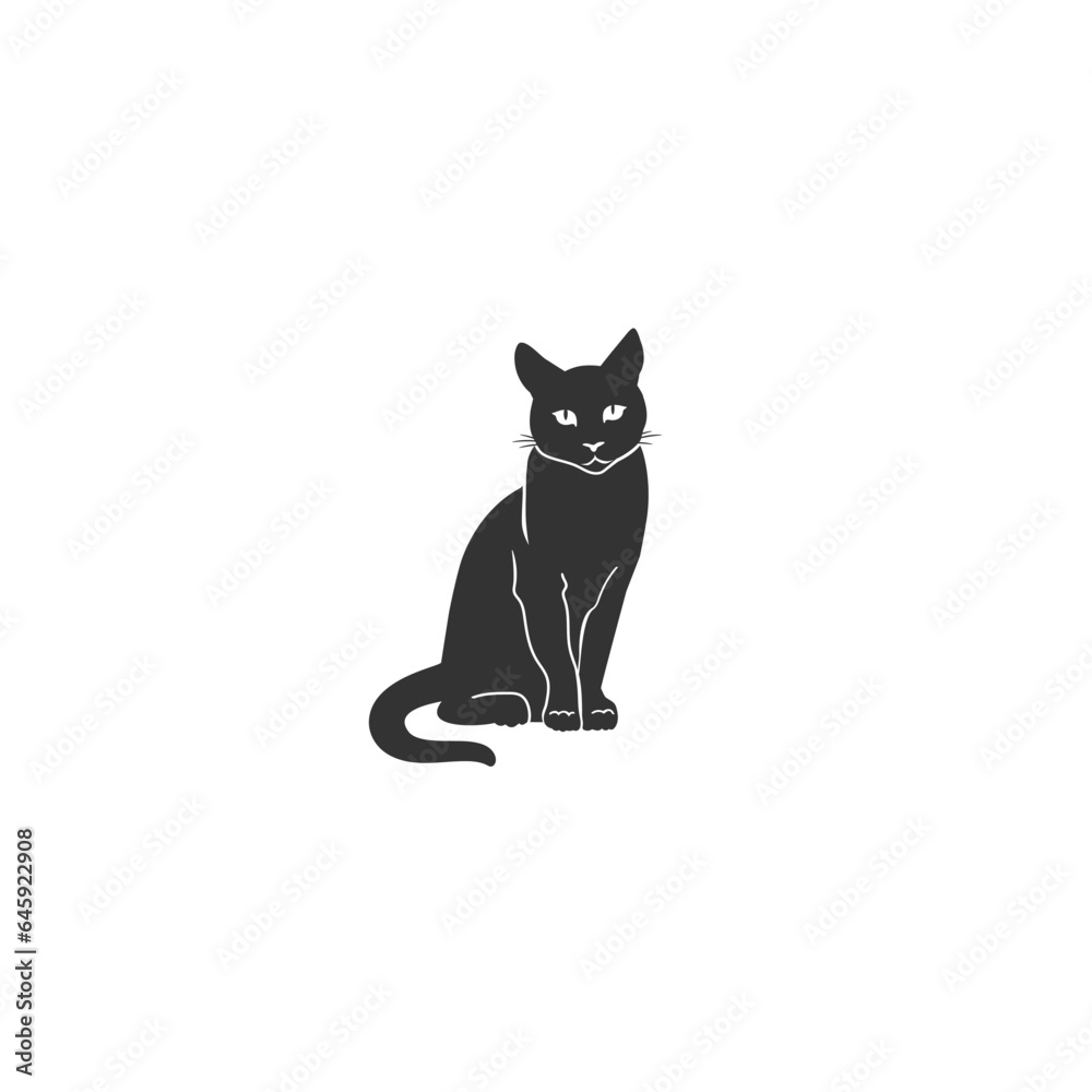 Obraz premium Cat icon flat sign vector illustration