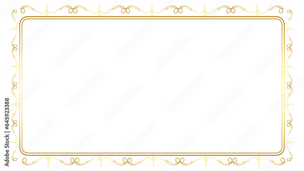 Luxury golden rectangle corner certificate border pattern line photo thai frame islamic wedding invitation background - obrazy, fototapety, plakaty 