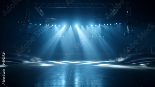 Abstract empty stage with spotlights and smoke. 3D Rendering illustration generative ai © Graphicsstudio 5