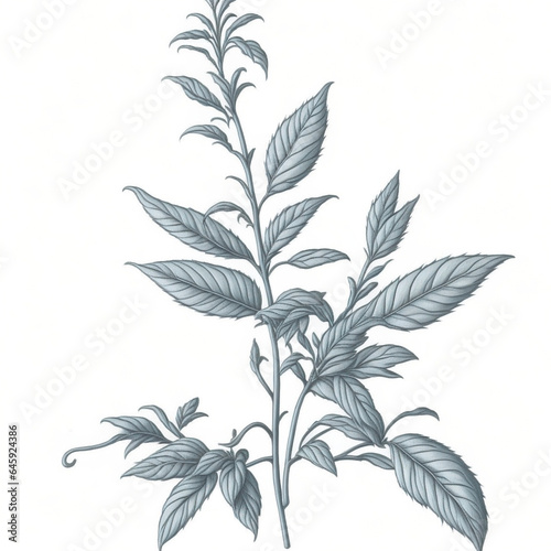 Stevia plant sketch  hand drawing illustration  AI generative image