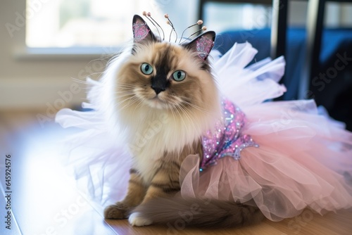 Birman Cat Dressed As A Fairy At Work. Сoncept Fairy Birman Cat, Dressing A Birman Cat, Working Cats, Office Life With Pets