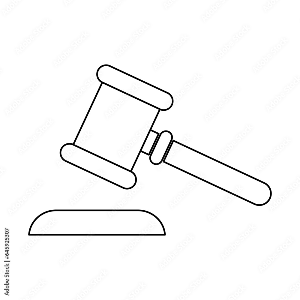 Judge hammer icon, law auction symbol, gavel justice sign vector illustration button Judge hammer icon, law auction symbol, gavel justice sign vector illustration button