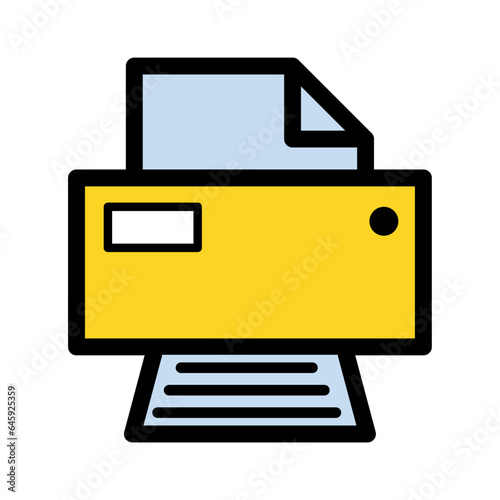 Printer document web icon, printout machine technology flat sign vector illustration