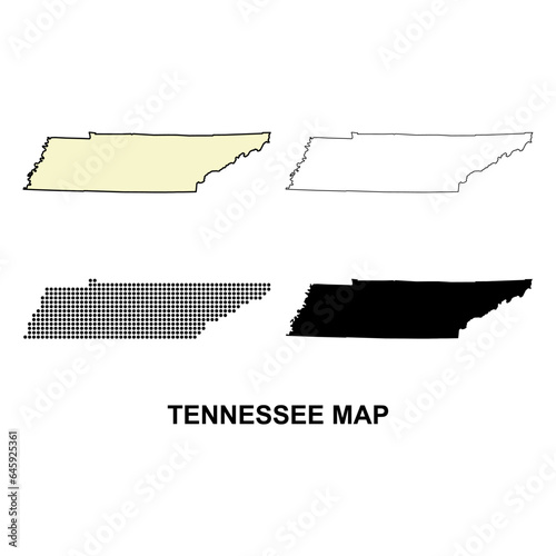 Set of Tennessee map shape, united states of america. Flat concept vector illustration