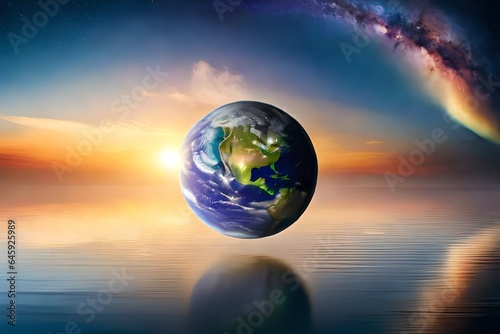Earth Day,  beautiful small planet in the space generated by AI tool. © Nazia