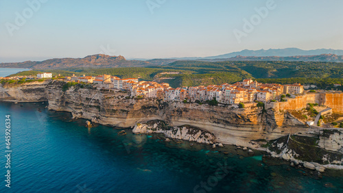 Aerial view of the old town Bonifacio in Corsica France