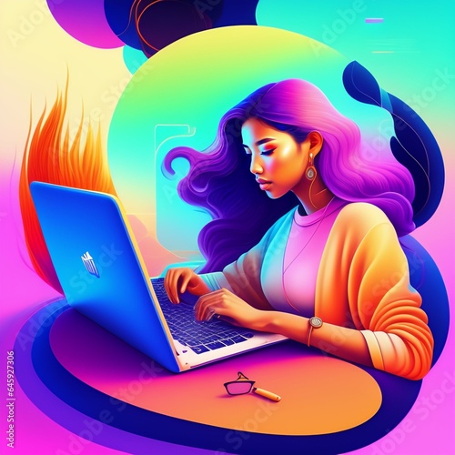 Graphics design girl with laptop