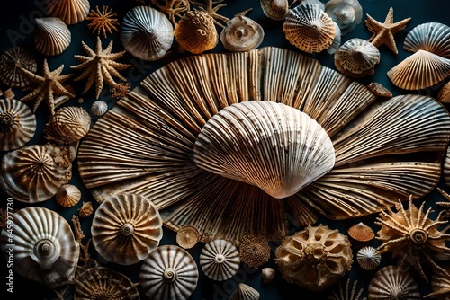 The intricate details of a textured seashell, the story of the ocean's embrace. 