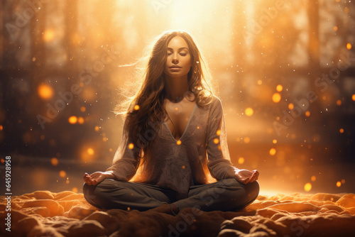 Young woman doing meditation or yoga
