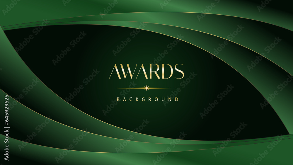 Fototapeta premium Green golden award graphic background. Elegant luxury corporate modern template. Trophy banner flyer certificate. Vector illustration design.