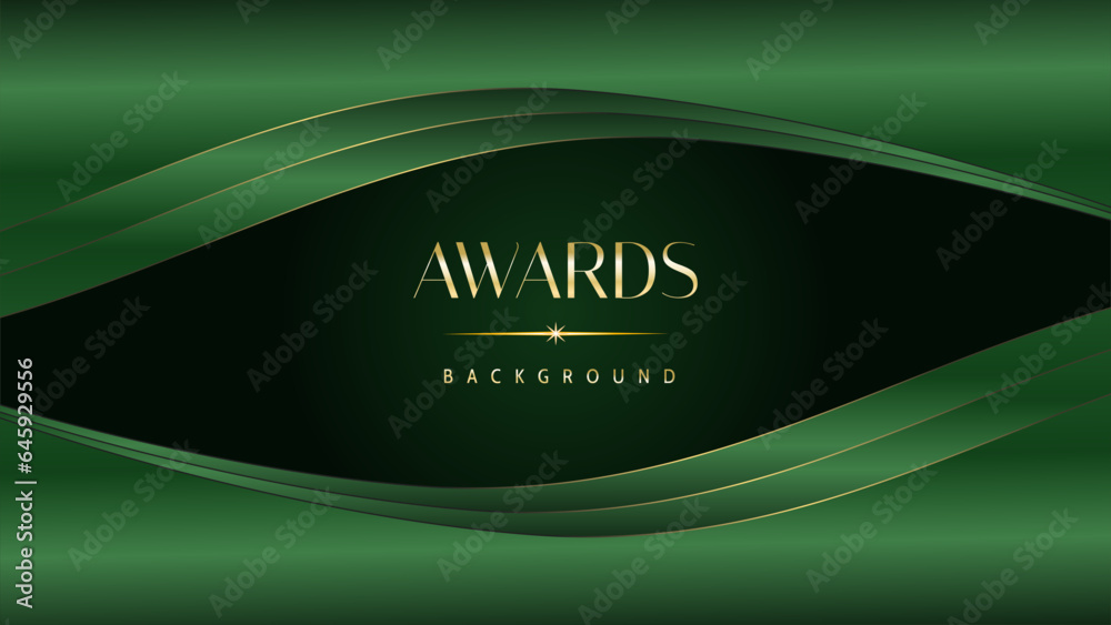 Green golden award graphic background. Elegant luxury corporate modern template. Trophy banner flyer certificate. Vector illustration design. Green golden award graphic background. Elegant luxury corporate modern template. Trophy banner flyer certificate. Vector illustration design.