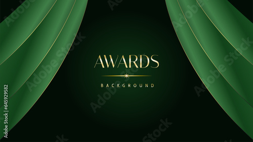 Green golden award graphic background. Elegant luxury corporate modern template. Trophy banner flyer certificate. Vector illustration design.