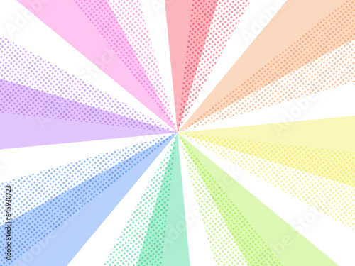 レインボードット柄の集中線の背景素材#concentrationline# effectline