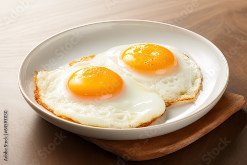 Eggs top up sunny side up isolated on egg view over plain white background