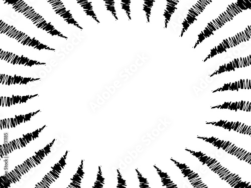 畝りのある手書き集中線の背景フレーム#concentrationline#effectline