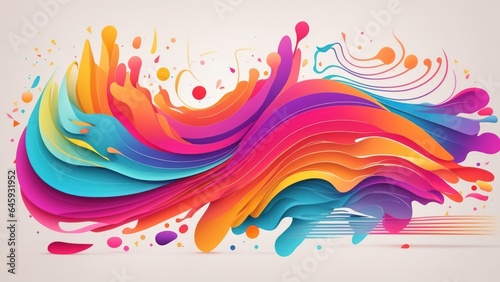 Abstract Colorful Gradient Shape Lined, Bright Color,Vibrant Color