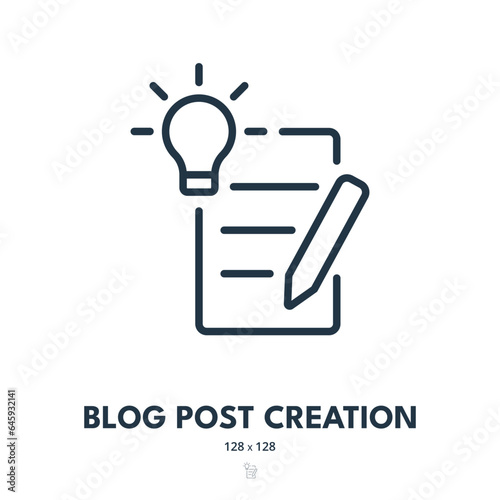Blog Post Creation Icon. Blogging, Article, Content. Editable Stroke. Simple Vector Icon