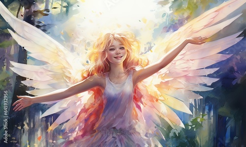 AI donna, angelo, fantasia di colori 06