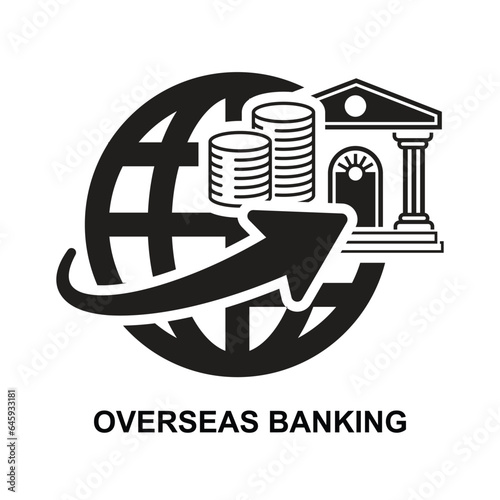 Overseas banking icon isolated on background vector illustration.