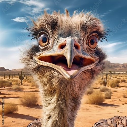 Close up of a curious ostrich