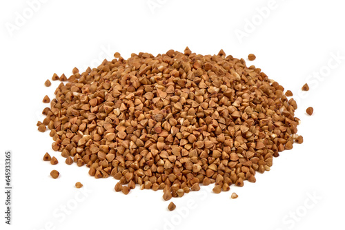 Raw buckwheat grains  isolated on white background.