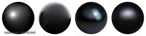 Black glass sphere set on white background isolated. 3d balls of gloss or matte texture. AI graphic.
